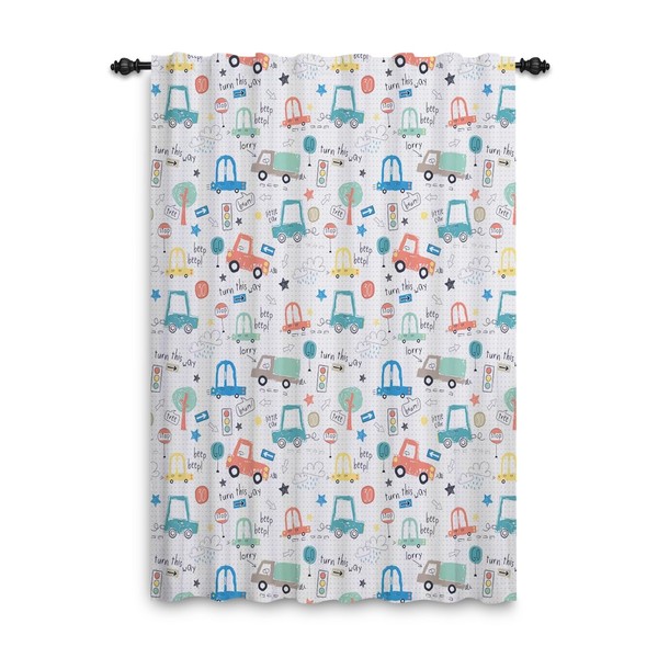 ggaimwf Curtains with Cartoon Cars Colourful Vehicle Traffic Light Curtains