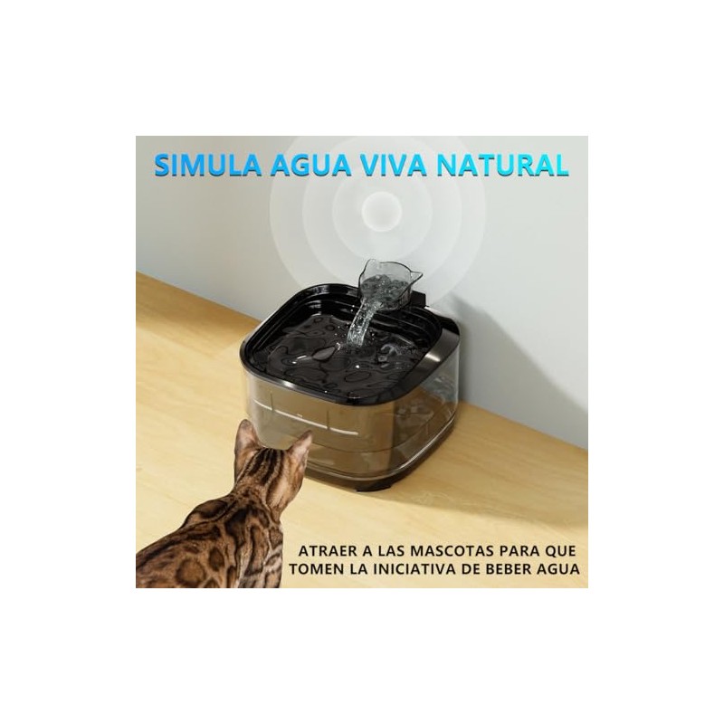 4L/135oz Bebedero para Gato con Luz LED, Fuente de Agua
