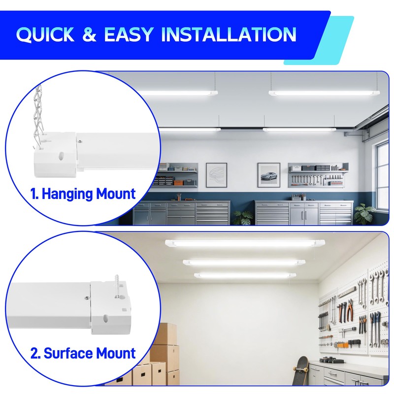 hykolity 4FT LED Shop Light with Reflector,5500LM,3 Power Level&3CCT