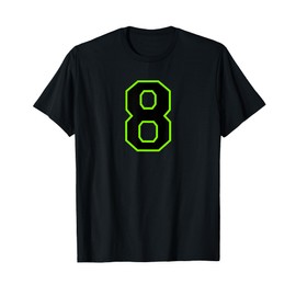 Number #8 Sport Green Black Varsity Number T-Shirt