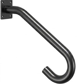 Wall Mount Handrail for 1-3 Steps Heavy Duty U-Shaped Safety Rail with Non-Slip Metal Grip Powder Coated Rustproof Stair Handle for Outdoor Garage Porch Garden Black