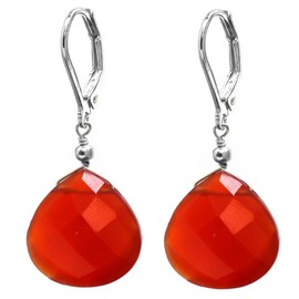 GemInspire Real Carnelian Teardrop Dangle Earrings Simple Lightweight July Birthstone Jewelry Hypoallergenic 925 Sterling Silver Leverback Earrings For Women
