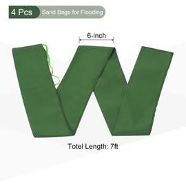 YOKIVE 4 Pcs Sand Bags for Flooding, Flooding Control Long Canvas Thickening Sand Bags with Elastic Band for Doors (Green, 7-Feet)