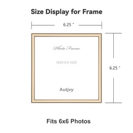 Autjvy 6x6 Picture Frame Set of 2, Brass Modern Thin Aluminum Metal Square Photo Frame with HD Glass, Display for Tabletop and Wall, 2 Pack