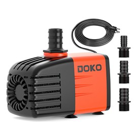 Doko Submersible Water Pump,460GPH Aquarium Water Pump with Extended Mesh Cover and Sponge,Ultra Quiet Pond Pump with 6Ft Power Cord for Fountains, Fish Tanks, Hydroponics, and Waterfalls