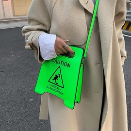 Caution Stop Sign Catwalk in Progress Funny Purse Messenger Bag Shoulder Crossbody Bag for Women (Green)