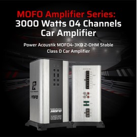 Power Acoustik Class D 4 Channel Amplifier – 3000 Watt Subwoofer Amplifier for Car Audio, Compact and Stylish Car Amplifier with Variable Bass Boost and Signal Protection
