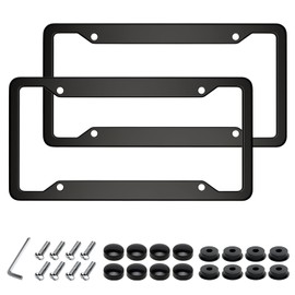 Black License Plate Frames 2 Packs, License Plate Covers,Universal Aluminum Tag Frame for Front and Rear Car Tags,Number Plate Frame Holder for Men
