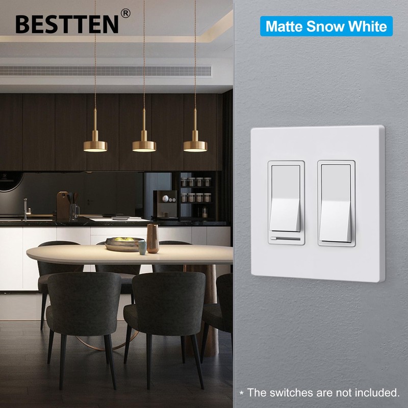 BESTTEN 5 Pack USWP6 Matte Snow White Series Decor Screwless