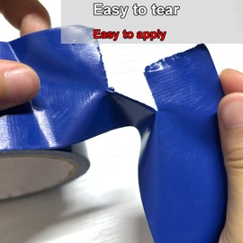 AMOGATO 3 Roll Heavy Duty Duct Tape-Professional Grade Outdoor Waterproof Duct Tape, Hand Tearable, Repair Duct Tape for Industrial, Professional Use,1.88 Inch x 30 Yards,Blue