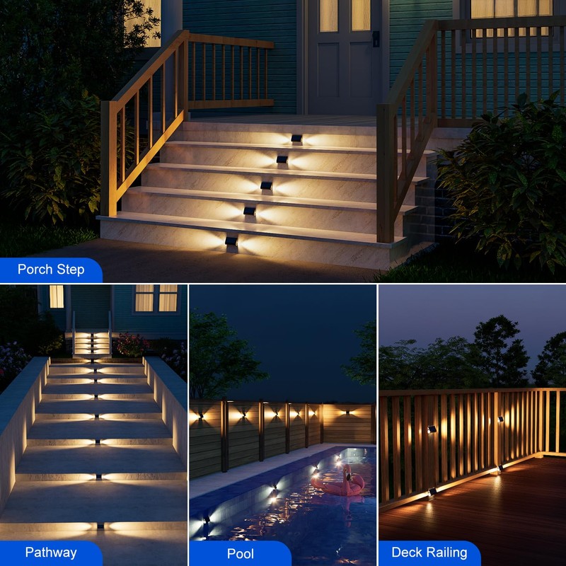 6 Pack Solar Powered Step Lights Outdoor Waterproof LED for