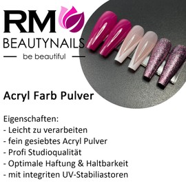 Acrylic Colour Powder Fuchsia Glitter Powder Nail Design Nails Fingernail RM Beautynails Pack of 1 (1 x 10 g)