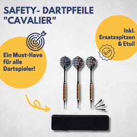 Best Sporting Safety Cavalier Darts - 3 x 16, 18 or 20g - Brass Darts - Includes Spare Tips and Case - Weight 20g