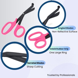 All-Purpose Paramedic Trauma Shears 7.25" Bandage Scissors One Large Ring Fluoride Coated Non-stick Blades, Stainless Steel EMT Shears for Nursing Students, EMS, Firefighters (Pink Handle - 1 Pcs)