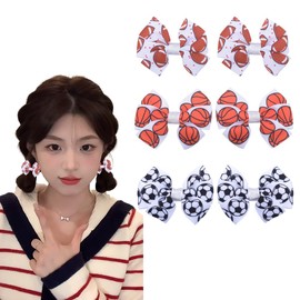 American Football Hair Bow Clips for Girls Rugby Cheer Hair Clips Soccer Accessories for Girls Women Cheerleader Hair Clips Basketball Hair Bows Sports Team Spirit Bow Clips for Cheer Girls 6Pcs