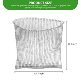 PEFECOP 5 Gallon Root Guard Basket, 6 PCS Mesh Stainless Steel Wire, Reusable for Plants, Underground Speed Basket Proof Gophers/Moles/Voles Damage, Silver