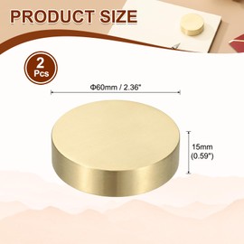 PATIKIL 2 Pcs Chinese Calligraphy Paper Weight, 60mm Round Brass Paperweight Holding Paper Flat for Painting Writing Ink Drawing Desktop Home Office Decoration, Gold Tone