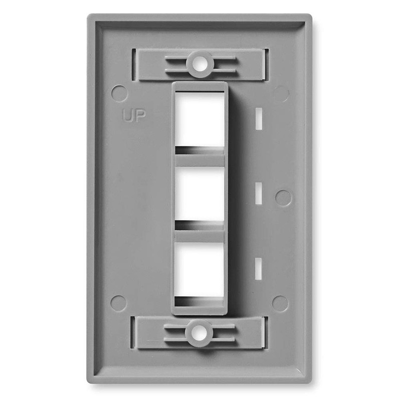 NavePoint Keystone Jack Wall Plate 3-Port, Low Profile, Single Gang,