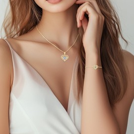 LAVUMO Women's 925 Silver Bracelet, Hypoallergenic Tree of Life Heart Bracelet, Women's 5A Zircon Birthstone Jewellery, Ideal Birthday Gift for Women, Girlfriend, Mum, Valentine's Day, Mother's Day,