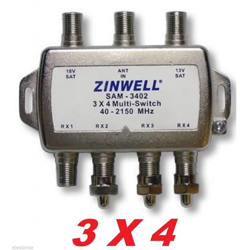Zinwell 3x4 DirecTV Satellite Multiswitch / Multi-Switch / SAM-3402