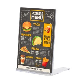 M & T Displays Clear Acrylic Brochure Holder 4x6 inch Portable Display Stand for Desk Office