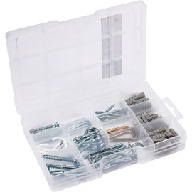 Connex DP8500123 Screw Hook Assortment 78 Pieces - Various Hooks & Dowels in Set - Pre-sorted in Practical Plastic Box - Suitable for Hangings of All Types / Hook Set / Assortment Box