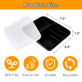 Lifetime Supplies 100 PACK Meal Prep Containers, Extra Large & Thick Food Storage Containers with Lids - BPA Free Stackable Microwavable & Dishwasher Safe, Travel, To Go, Bento Box