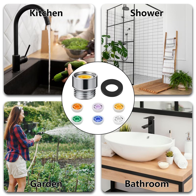 7-Piece Water Saving Shower Kit - Adjustable Flow Restrictor (4,
