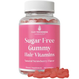 Plant-Based Sugar Free Hair Skin and Nails Gummy Vitamins. Delicious Gummies for Women and Men. with Biotin & Zinc for Healthier, Fuller-Looking Hair, Skin, and Nails. Strawberry-Flavored, Vegan