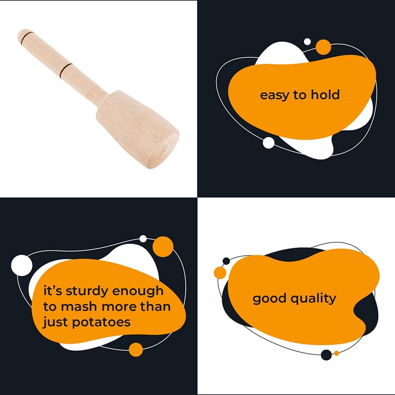 Wooden Potato Masher- Pack of 2 - Cabbage Tamper -