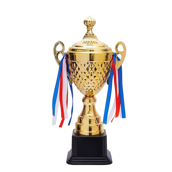 Juvale Large Gold Trophy Cup for Sports Championships, Tournaments, Award Competitions, Spelling Bee (15.2 x 7.5 x 3.7 in)