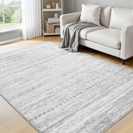 4x6 Area Rugs for Living Room Machine Washable Rug Distressed Indoor Carpet Neutral Moroccan Boho Rug Ultra Soft Area Rug for Bedroom Dining Room Playroom Office, Grey