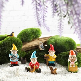 Jetec 10 Pcs Mini Fairy Gnomes Statue Garden Accessories Kit Miniature Garden Resin Gnomes Hand Painted Squirrel Hedgehog Owl Bird and Bucket Ornament for Christmas Yard Lawn Home Outdoor Decoration