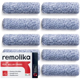 10 - Pack 4 Inches Mini Paint Roller Covers for Smooth and Lint-Free Finish – 1/2 Nap - Made in Italy - Premium Microfiber Roller Naps for All Paints and Stains