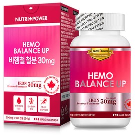 Nutri Power Hemo Balance Up Women Men Iron Non-heme Iron 300mg 180 Capsules 2 Bottles 12 Months Supply High Volume Large Capacity Launching Discount / 헤모밸런스업 여성 남성 철분 비헴철 300mg 180캡슐 2병 12개월분 철분제 고용량 대용량 론칭기념 할인