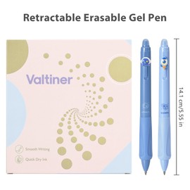 Valtiner 8Pcs Erasable Gel Pens, 0.5mm Fine Tip Retractable Click Erasable Pen, Comfortable Silicone Grip for Office Accessories School Supplies (Blue)