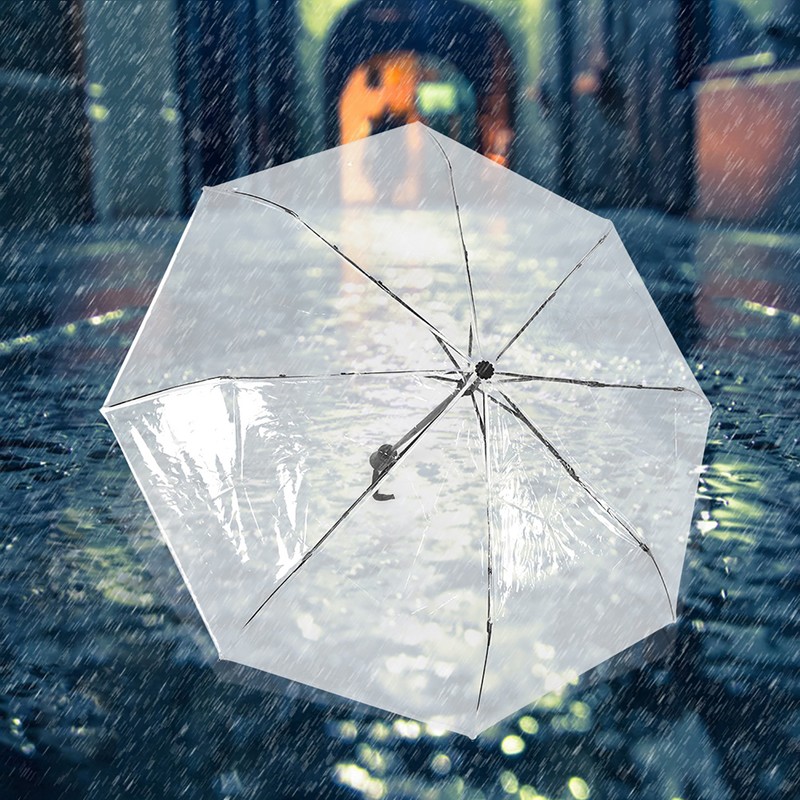 Portable Fashionable Transparent Automatic Three Folds Folding Rain Umbrella for