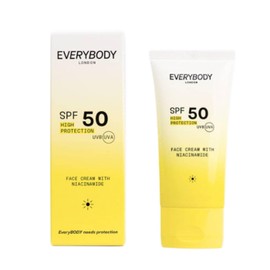 EVERYBODY LONDON Face Cream with SPF 50, Niacinamide, UVA/UVB Protection, Moisturiser, 50 ml