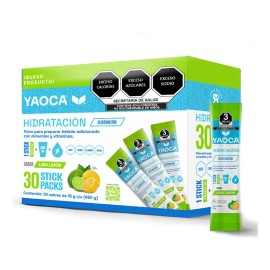Bebida Hidratante en Polvo I Yaoca I 30 Sobres I Sabor Lima - Limn I Con Electrolitos, Vitaminas y Minerales para Deportistas                         