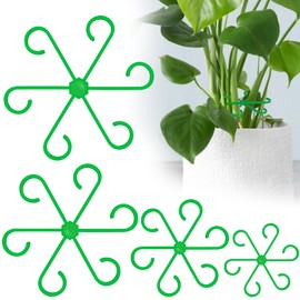 Winsyison 8pcs Plant Stem Support, Plastic Plant Stem Holder for Climbing Plants, 4 Sizes Reusable Houseplant Support Stakes for Orchids Peonies Marigolds Tomatoes Saplings Indoor Outdoor Use- Green