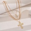 3-Layer Cross Necklace Set, Gold-Tone Chain with Crystal Pendants, Religious
