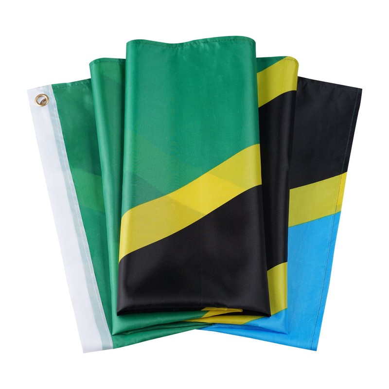 DANF Tanzania Flag 3x5 Ft Thick Polyester, Fade Resistant, Brass