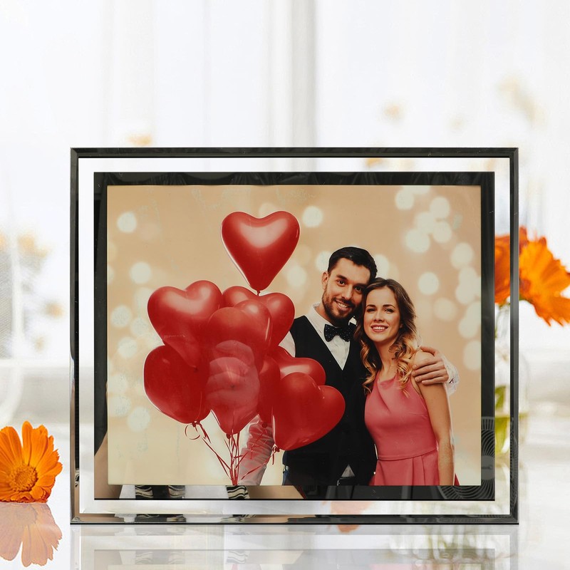 Cokiyaya 8×10 Picture Frame, Silver Glass Photo Holder, Tabletop Use