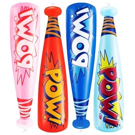 AOEVUIR Inflatable Baseball Bat, Beach Ball for Children, Baseball Party Accessories, Ideal for Pools, Beaches and Patios, Pack of 4