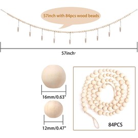 YQWIN 2Pcs Photo Banner Wall Hanging Photo Display with Wooden Beads Garland 4.75 Ft Collage DIY Picture Frame Set with 9 Wood Clips Picture String with Clips for Home Office Nursery Room Decorations