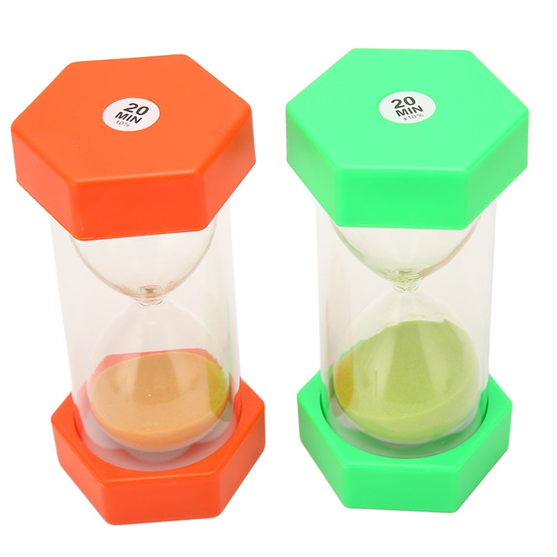 2Pcs Sand Timer 20 Minutes Hexagonal Shape Durable Plastic Widely