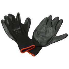 Rolson 60662 4 Pairs Black Nitrile Coated Gloves