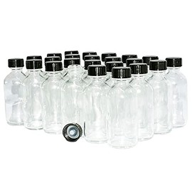 (24 Pack) 2 oz. Clear Boston Round with Black Poly Cone Cap