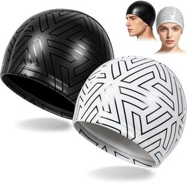 2 Gorra Natacion de pu para Adultos, Gorro Nadar de Impermeable Elasticidad | Unisexo,Ideal para Cabello Largo y Corto,Adecuado para Natación, Entrena