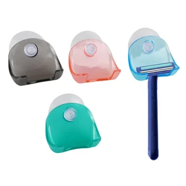 DS. DISTINCTIVE STYLE Razor Holder 4 Pieces Plastic Shower Shaver Hooks with Suction Cup Bathroom Razor Wall Mount Hanger for Smooth Surfaces